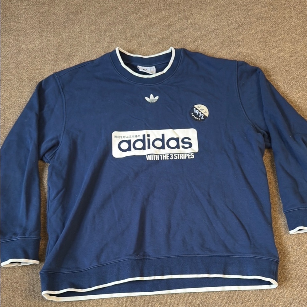 Adidas BLOKEPOP CREWNECK SWEATSHIRT Navy Blue Men’s Size 2XL